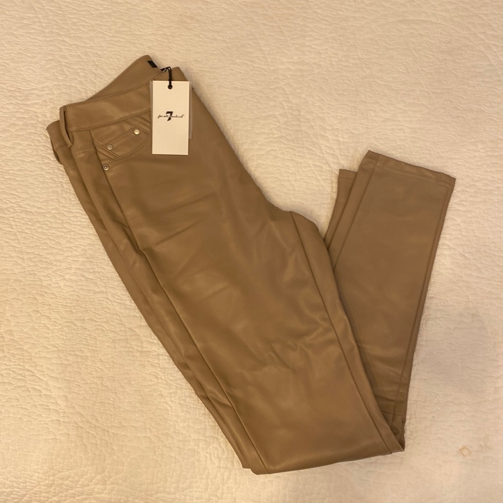7 for all mankind faux tan leather pant skinny leg